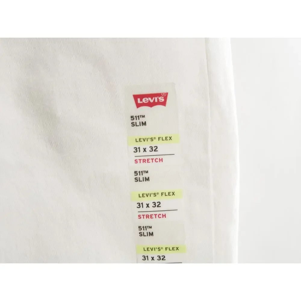 Levi’s 511 NWT Slim Fit Jeans Mens 31x32 White Denim Levi's Flex Stretch Casual